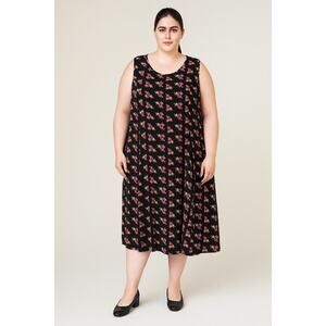 Women’s JL Studio Multicolor Floral Sheer Black Sleeveless Dress Sz 22W